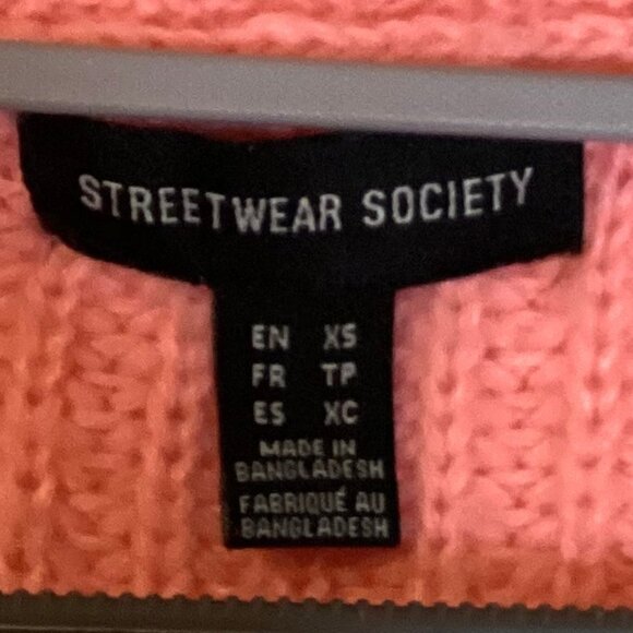 Streetwear Society Women's Pink Cropped Knit Cardigan Oversized Chunky Size XS - Picture 5 of 6